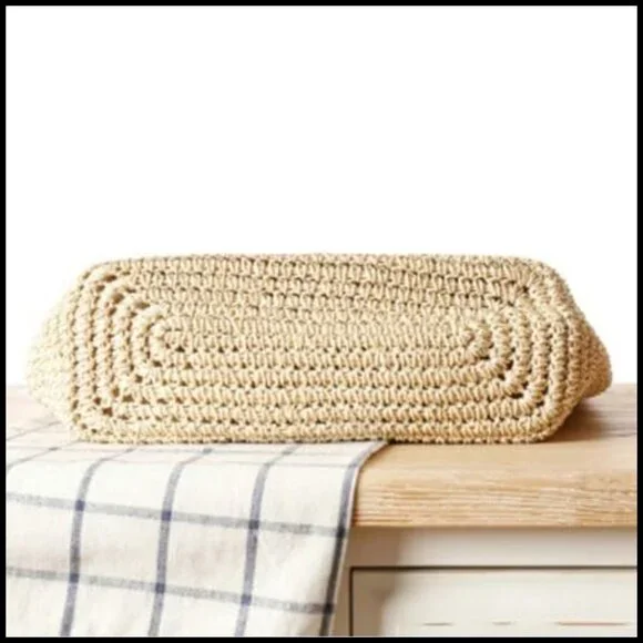 Hand-Woven Straw Tote Shoulder Bag Large Beach Purse Minimal Boho Vacation - Picture 7 of 7